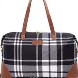 Scarlet Skye Navy Plaid Weekender Tote.